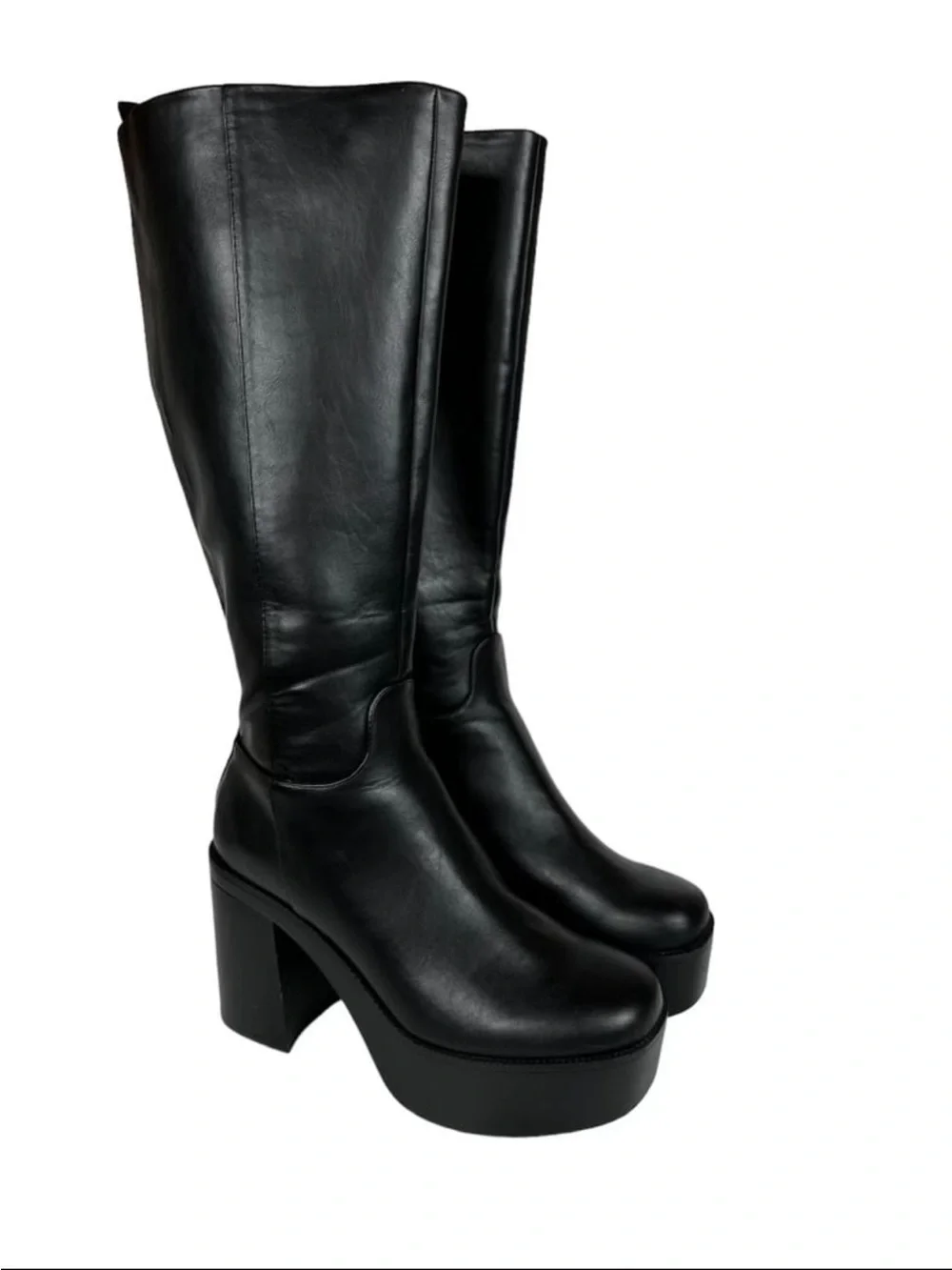 Steve Madden Girl 8.5 Black Gabby Platform Tall Knee High Boots Chunky Heel Y2K
